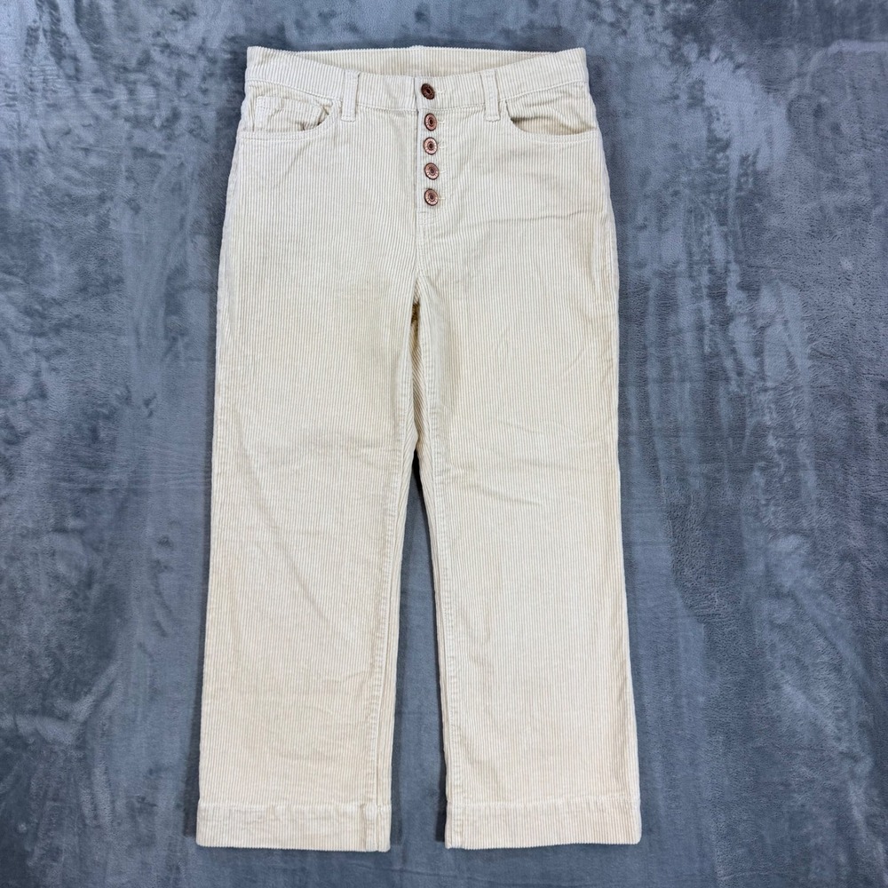 Cabi Wide Leg Corduroy Pants Women's Size 4 Cream Button Fly Pants